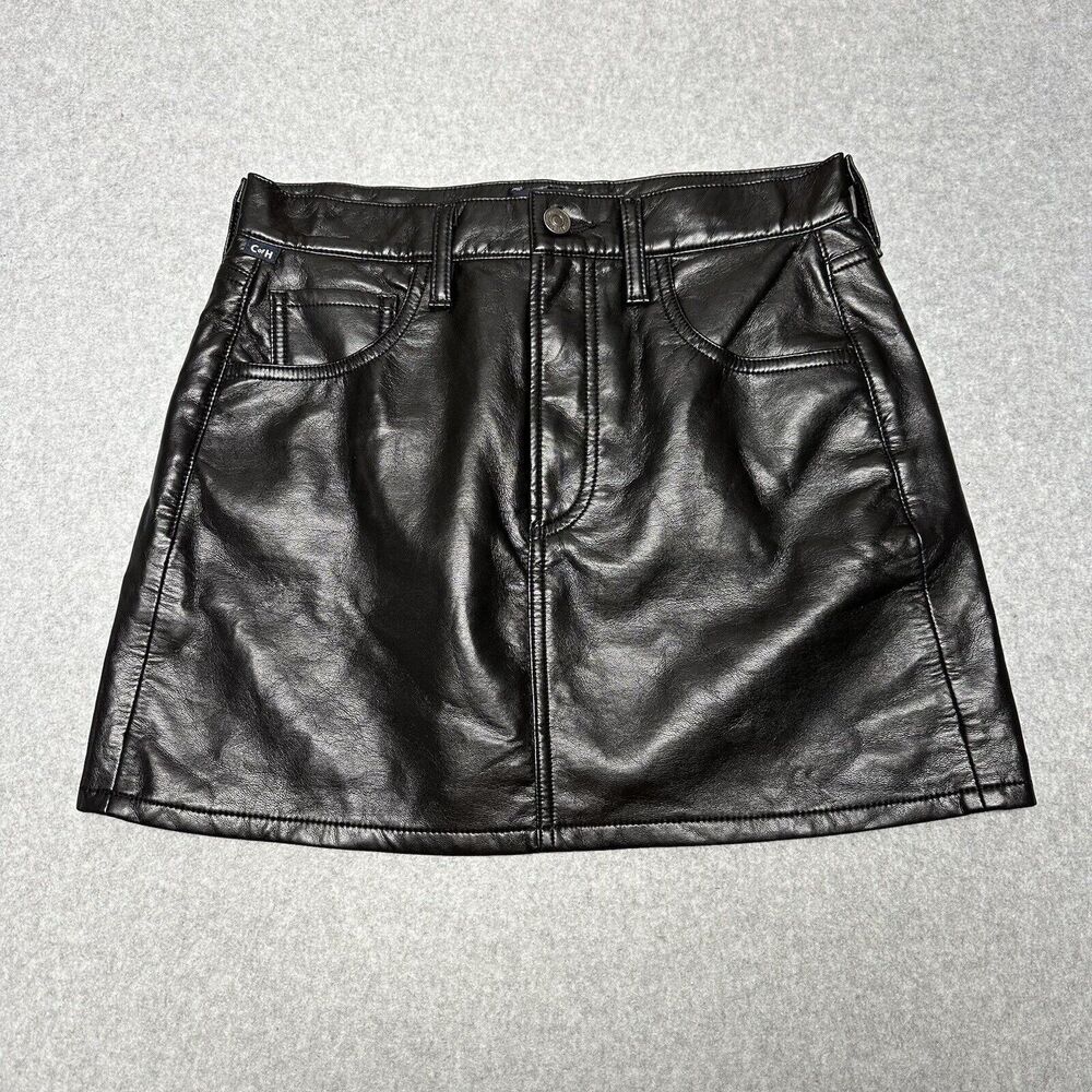 Citizens Of Humanity Womens Beatnik Black Leather Mini Skirt Size 24 Lined